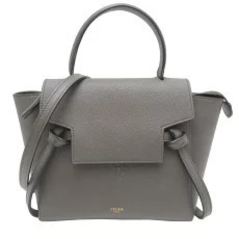 Celine Belt Body Waist Crossbody Bag Handbag Leather Gray